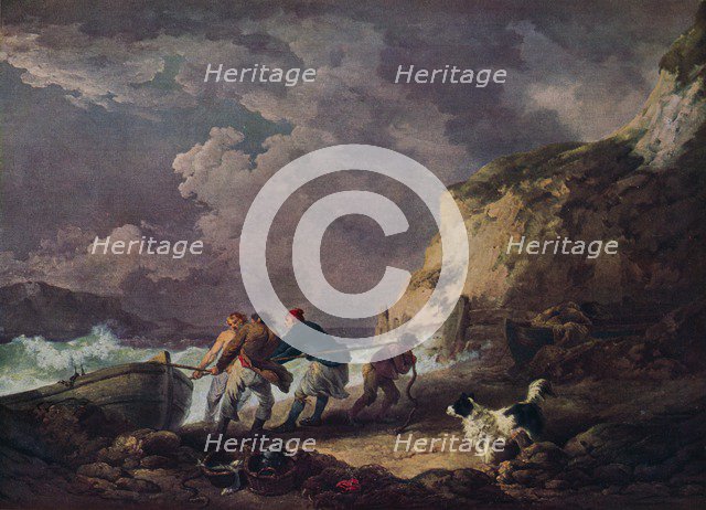 'Seashore: Fishermen Hauling in a Boat', 1791. Creator: George Morland.