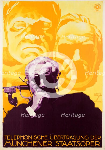 Telephonic Transmission of the Munich State Opera, 1924. Creator: Hohlwein, Ludwig (1874-1949).