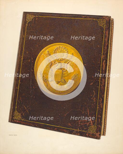 Book with U.S. Seal on Cover, c. 1941. Creator: Wayne White.