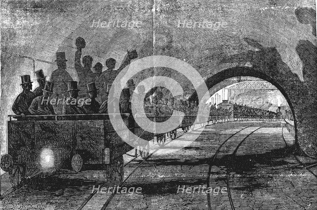 London Underground Railroad. Scene from the 1868 inauguration.