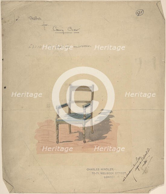 Design of a Carving Chair, 1884-92. Creator: Charles Hindley & Sons.