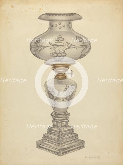 Lamp with Shade, c. 1938. Creator: Gertrude Lemberg.