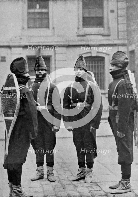 Gunners of A battery of the Royal Canadian Artillery equipped for winter service, 1896.Artist: Gregory & Co