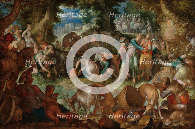 Moses Striking the Rock, 1624. Creator: Joachim Anthonisz Wtewael.