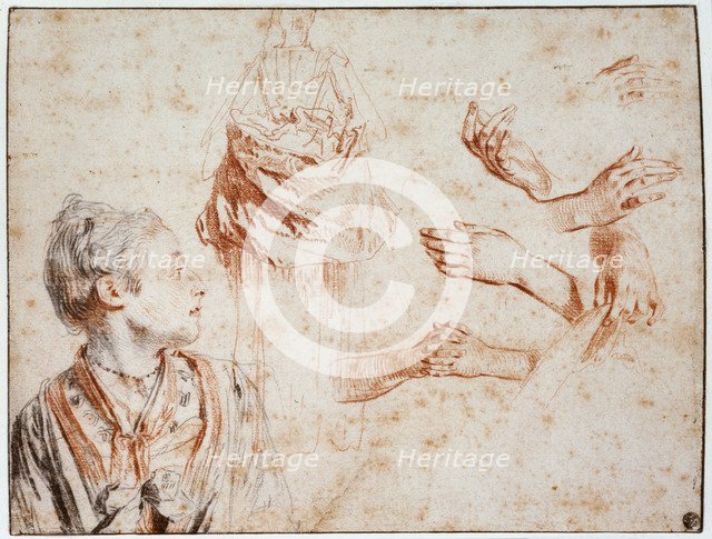 'Study', 1716-1718. Artist: Jean-Antoine Watteau