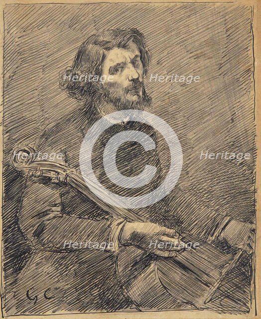 The Cellist, Self-portrait, c1847. Creator: Courbet, Gustave (1819-1877).