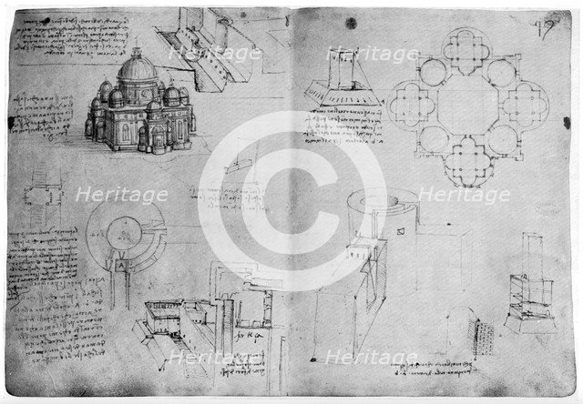 Designs for a centralized building, late 15th or early 16th century (1954).Artist: Leonardo da Vinci