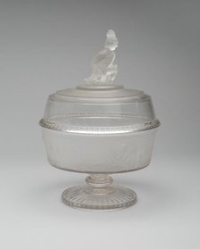 Westward Ho!/Pioneer pattern covered footed compote, c. 1876. Creator: Gillinder & Sons.