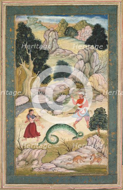 Lovers Parting, Page from a Book of Fables, c. 1590-95. Creator: Unknown.