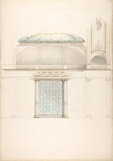 Elevation and transverse section of a domed and colonnaded hall, second half 19th century. Creators: Jules-Edmond-Charles Lachaise, Eugène-Pierre Gourdet.
