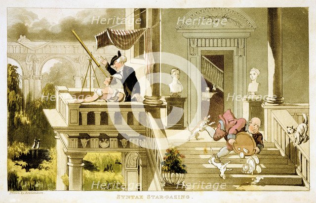 'Syntax Star-gazing', c1815. Artist: Thomas Rowlandson