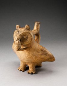 Handle Spout Vessel in Form of an Owl Eating a Mouse, 100 B.C./A.D. 500. Creator: Unknown.