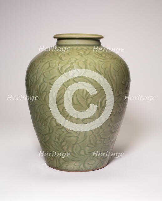 Jar with Peony Scrolls, Ming dynasty (1368-1644), 15th century. Creator: Unknown.