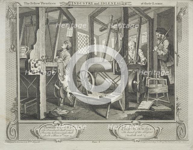 Industry and Idleness: The Fellow Prentices at their Looms, 1747. Creator: William Hogarth (British, 1697-1764).