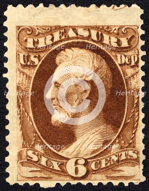 6c Abraham Lincoln Treasury Department single, 1873. Creator: Unknown.