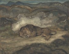Lion Sleeping, 1810-75. Creator: Antoine-Louis Barye.