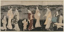 Enjoying the Evening Cool Along the Sumida River, c. 1797-98. Creator: Kitagawa Utamaro (Japanese, 1753?-1806).
