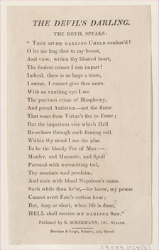 The Devil's Darling: Text, March 12, 1814. Creator: Unknown.