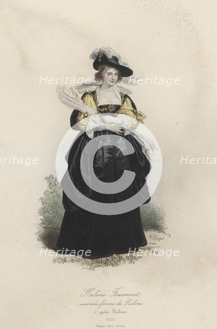 Helene Fourment, second wife of Rubens, engraving, 1870.