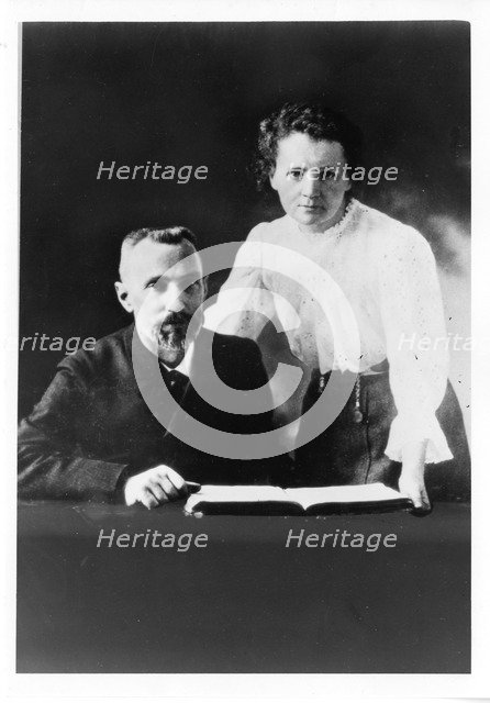 Pierre Curie (1859-1906) and Marie Sklodowska Curie (1867-1934) Artist: Anonymous  
