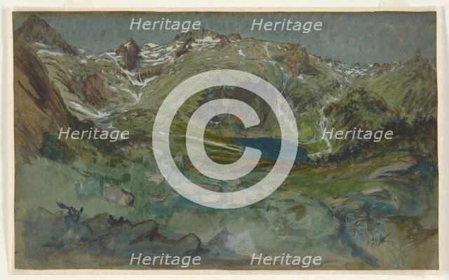 View of the Lac d’Espingo and the Cirque d’Espingo in the Pyrenees, Aug. 21, 1865. Creator: Eugène Emmanuel Viollet-le-Duc.