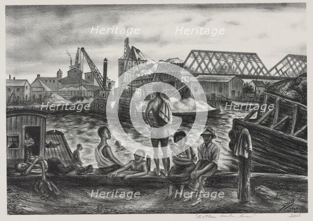 Bathers, Harlem River, ca.1939. Creator: Saul Kovner.