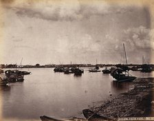 Canton, China: boats off the coast of Canton City, looking south to Honam island, c1873. Creator: William Pryor Floyd.