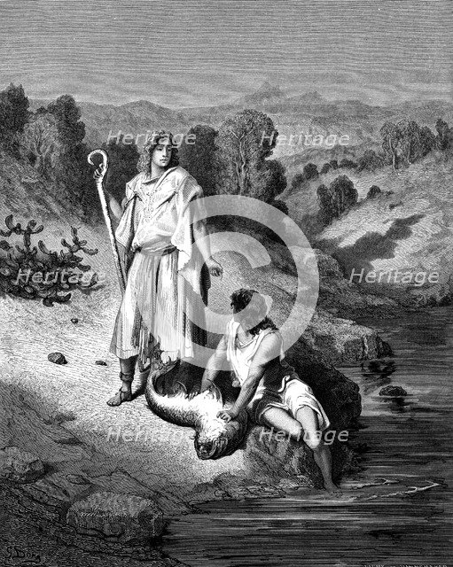 Tobias with the Archangel Raphael, 1865-1866. Artist: Gustave Doré