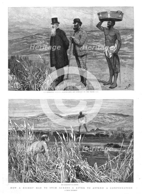 ''How a Bishop had to swim across a River to attend a Confirmation; Kaffir-land Creator: Unknown.