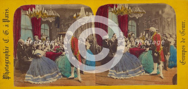 Groupes de Genre: people in costumes, 1860s. Creator: Charles Gerard.