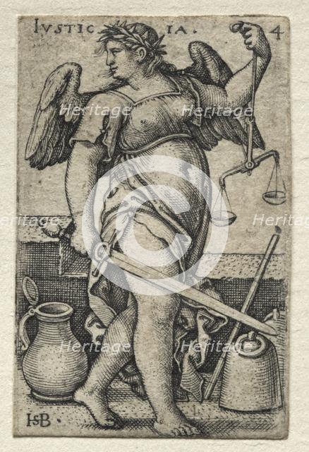 The Knowledge of God and the Seven Cardinal Virtues: Justice - Justicia. Creator: Hans Sebald Beham (German, 1500-1550).