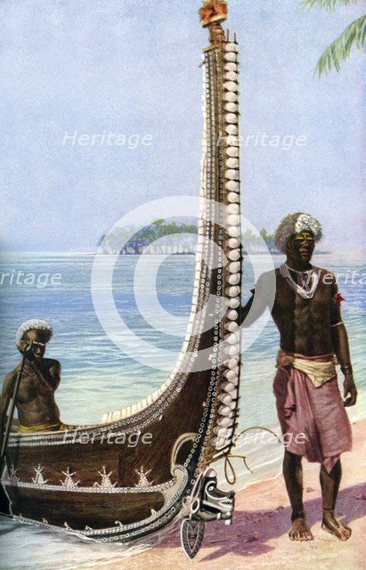 War canoe, Solomon Islands, c1923. Artist: HJ Shepstone