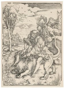 Samson Fighting with the Lion, c1496. Creator: Dürer; Albrecht (1471-1528).