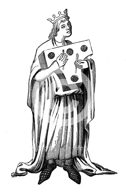 A performer on the psalterion, 14th century, (1870). Artist: Unknown