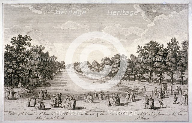 The canal in St James's Park, Westminster, London, c1740. Artist: John Stevens