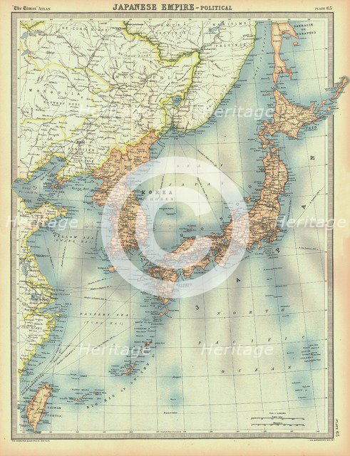 Political map of the Japanese Empire, early 20th century. Artist: Unknown.