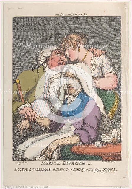 Medical Dispatch or Doctor Doubledose Killing Two Birds with One Stone, Novem..., November 20, 1810. Creator: Thomas Rowlandson.