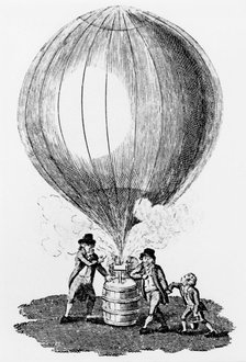 Inflation of Charles and the Robert brothers' hydrogen balloon, 1783 (c1807). Artist: Unknown