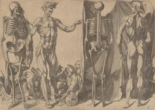 Two Flayed Men and Their Skeletons, ca. 1540-45. Creator: Domenico del Barbiere.