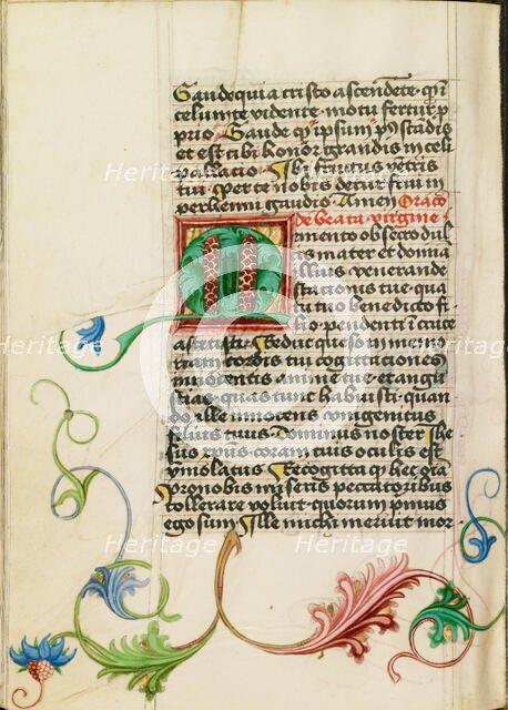 Decorated Initial M; Prayer Book, about 1470-1480. Creator: Workshop of Valentine Noh.