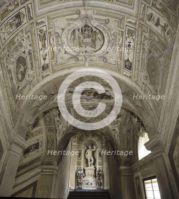 Detail of the wall next to the staircase inside the palace of the Marquis of Santa Cruz.