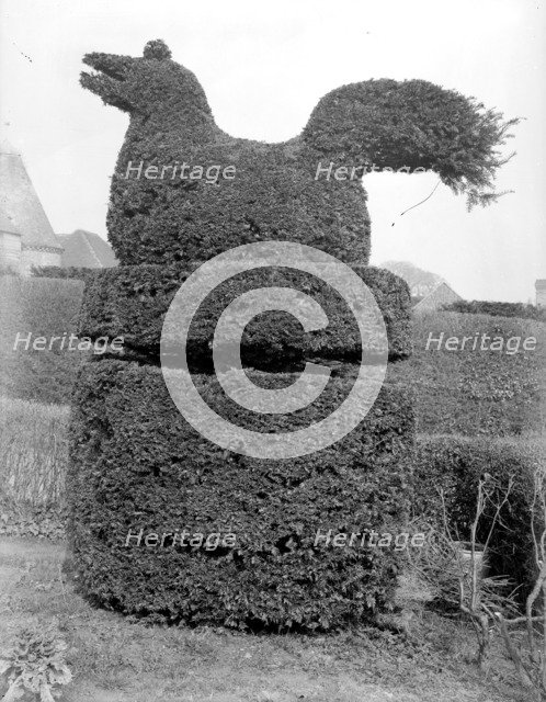 Sitting bird topiary at Sedlescombe, East Sussex, 1916. Artist: Nathaniel Lloyd