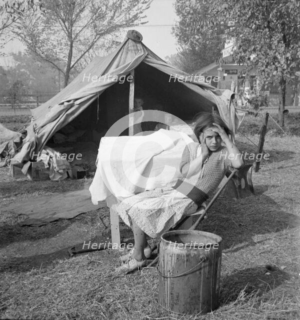 Children and home of migratory cotton workers, southern San Joaquin Valley, California, 1936. Creator: Dorothea Lange.