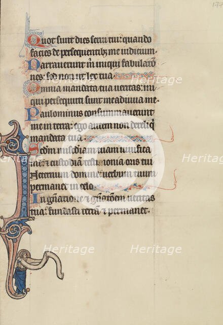 Initial I; Bute Psalter, text and illumination about 1285. Creator: Bute Master.