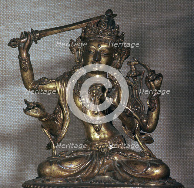 Statuette of the Bodhisattva Manjusri, 15th century. Artist: Unknown