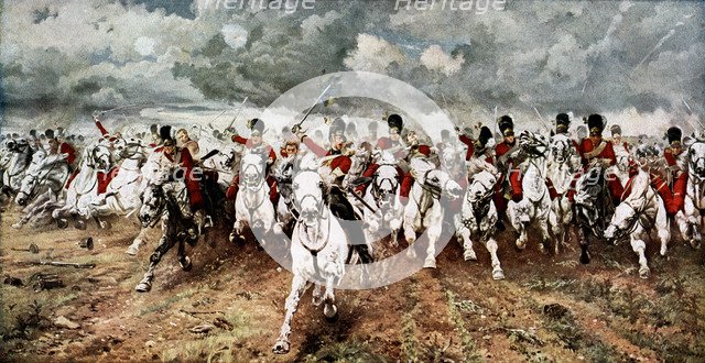 'Scotland for Ever'; the charge of the Scots Greys at Waterloo, 18 June 1815. Artist: Unknown