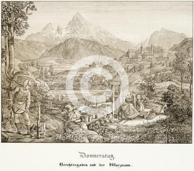 Thursday: Berchtesgaden and the Watzmann, 1823. Creator: Ferdinand Olivier.