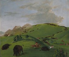 Buffalo Chase, Mouth of the Yellowstone, 1832-1833. Creator: George Catlin.