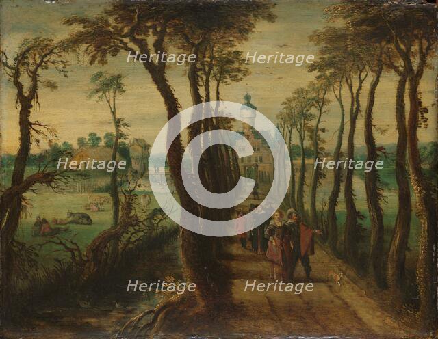 Elegant Company on a Causeway Leading towards a Country-House, c.1650. Creator: Anon.