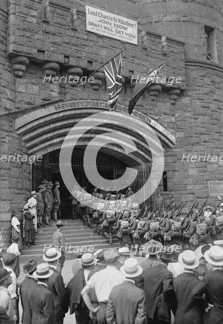 Kilties enter 71st Regt. Armory, July 1917. Creator: Bain News Service.
